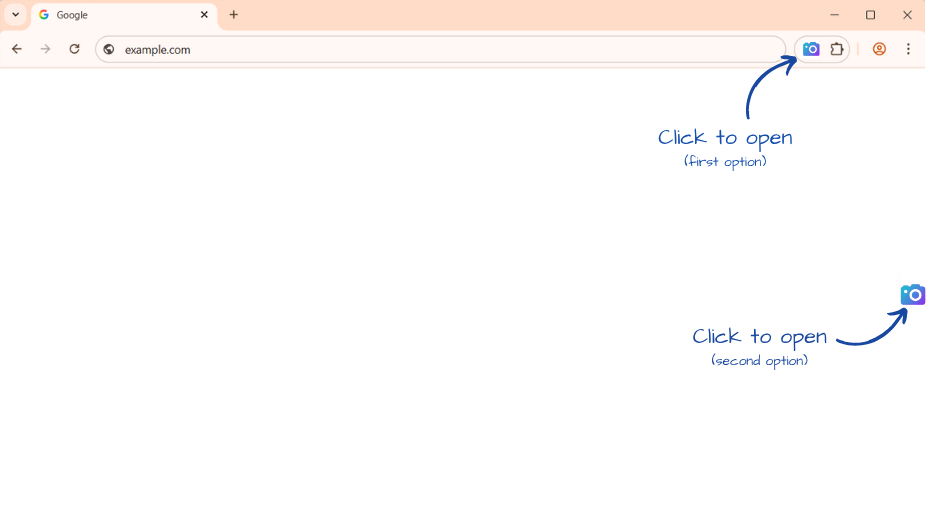 Screenshot showing how to open the AI Photo Generator extension from the Chrome toolbar.